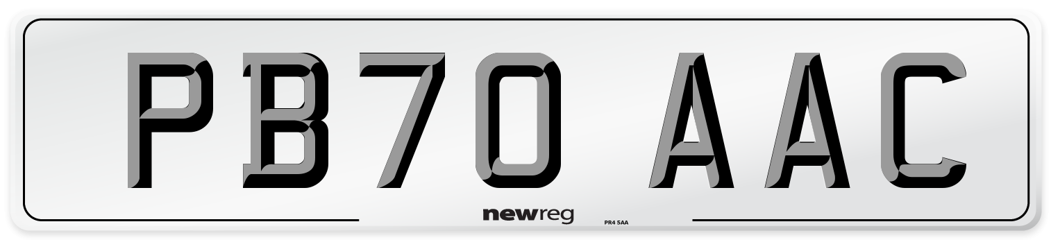PB70 AAC Number Plate from New Reg